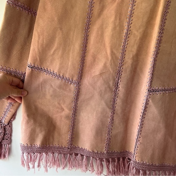 Dressbarn Leather Jacket Womens Long Sleeve Button Up Shingles Pink - Picture 7 of 12